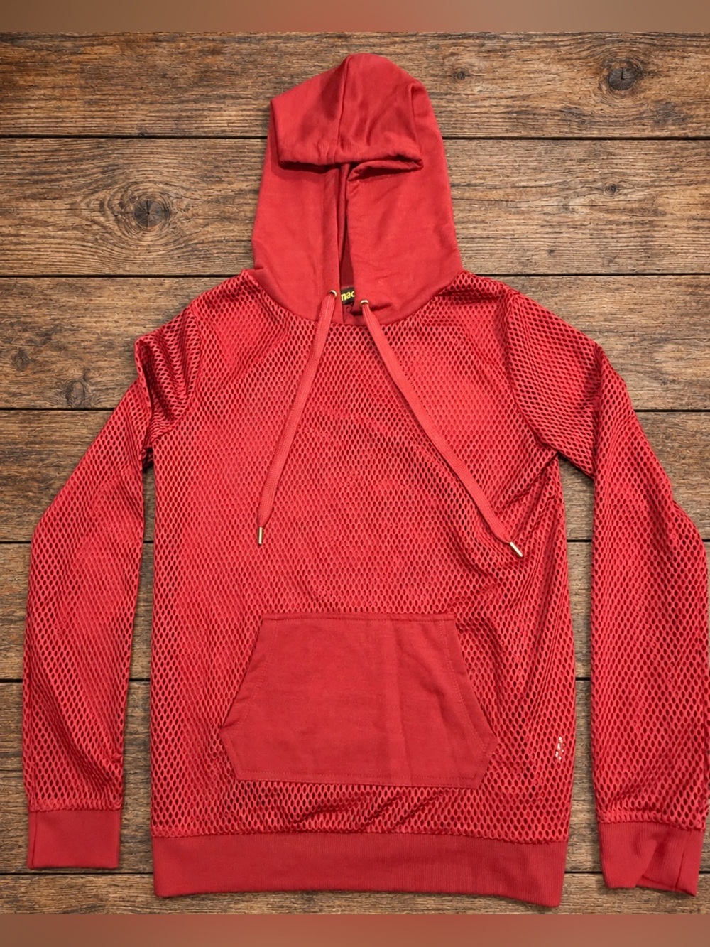 Madden NYC Women’s XS Red Mesh Hoodie – Sporty 2020s Streetwear